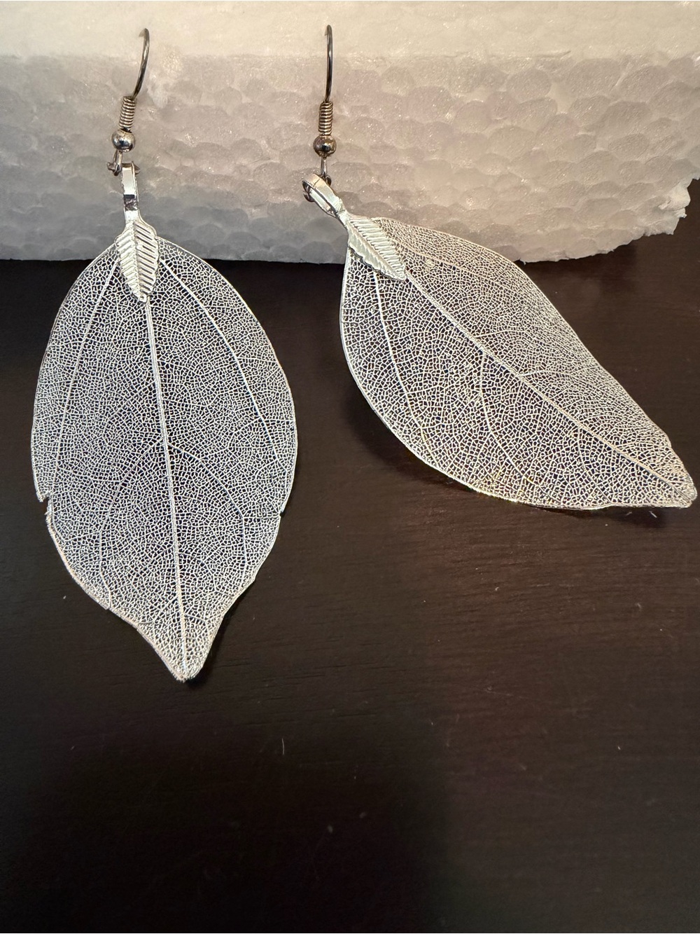 Delicate Silver Leaf Drop Earrings for Women